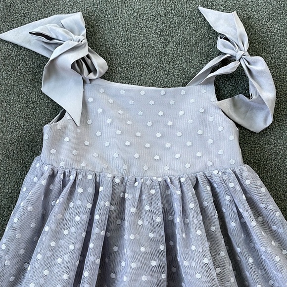 Maisonette Maison Me Polka Dot Gray Anja Tulle Dress “Dusty Blue” - Picture 3 of 12